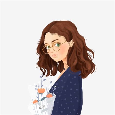 girl with brown hair and glasses|Girl Brown Hair Glasses vectors